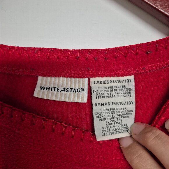 Vintage Ladies Red Christmas Snowman Sweatshirt XL White Stag Winter Holiday Top - Picture 3 of 4